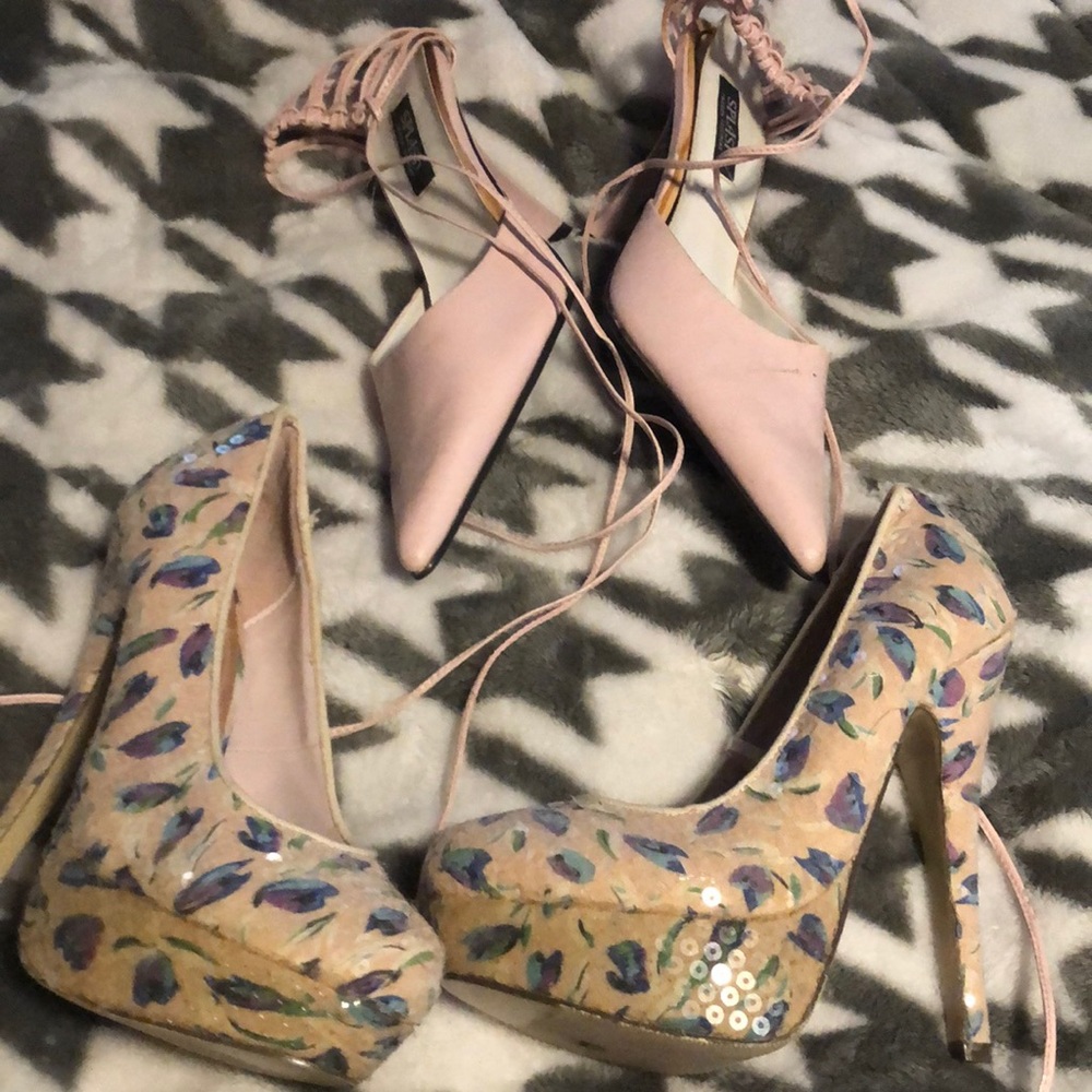Two pair size 6 1/2 the pink and the sequin 5.5.